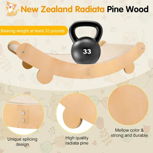 Vista 3 de Cama rascador para gatos, hamaca de sisal para gatos de interior, silla de sisal, tapete rascador para gatos grandes, muebles de madera para gatos