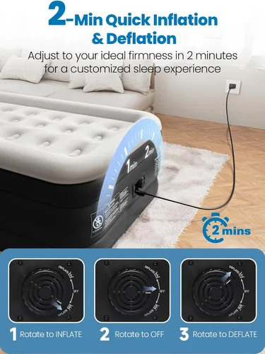 Vista 6 de CHERIMOR Colchón de aire Twin XL con bomba integrada, 18" de altura para mayor comodidad, 80" de longitud, prueba de estanqueidad de 48 horas