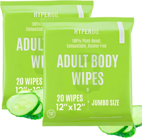 Vista 21 de Toallitas corporales HyperGo XL para mujeres y hombres – 30.5 cm x 30.5 cm Toallitas de limpieza corporal completas sin enjuague, 20