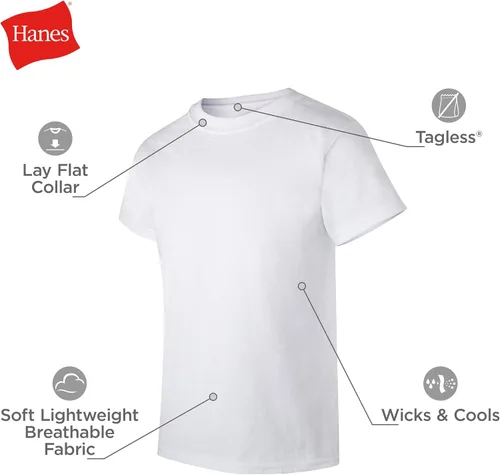 Vista 2 de Hanes Ecosmart - Camiseta de manga corta y cuello redondo para niño (5 unidades)