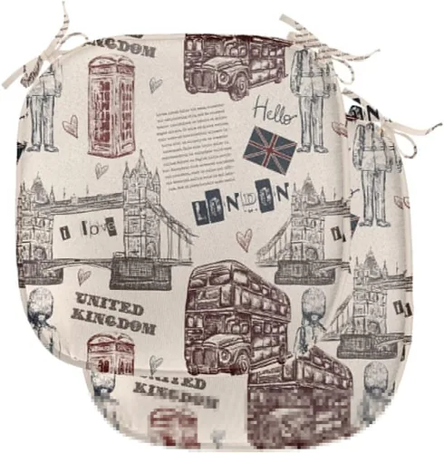 Vista 38 de Lunarable Cojín de asiento para silla de café, siluetas de taza de café expreso con frijoles fuente de cafeína, ilustración de bebidas gourmet