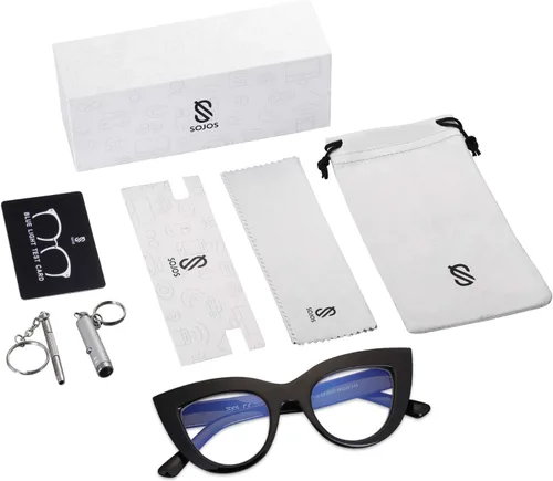 Vista 6 de SOJOS Blue Light Blocking Glasses Retro Vintage Cateye Eyeglasses for Women Plastic Frame Party Glasses SJ5025C