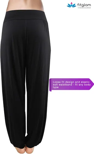 Vista 3 de Pantalones Fitglam de yoga y descanso, holgados, estilo informal, tallas grandes, para mujer