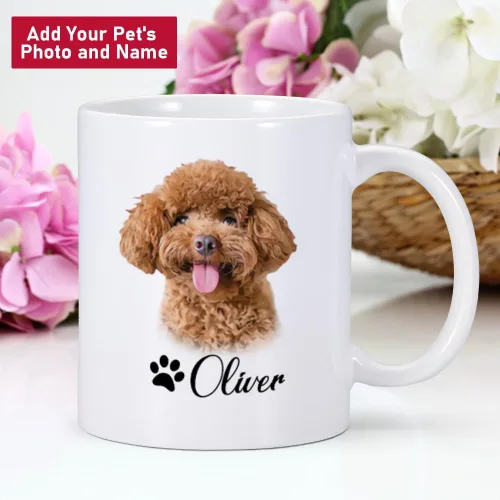 Vista 2 de Taza personalizada con foto de perro, taza de perro personalizada, taza de retratos de mascotas personalizada, tazas con nombre personalizado