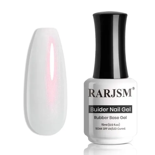 Vista 9 de RARJSM - Gel constructor para uñas, perla azul, gel duro en botella, con brillo de concha de sirena, perlas azules, estructura de extensión gruesa