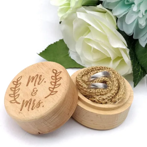 Vista 6 de Personalizado Grabado Rústico Boda Caja de Madera Joyería Baratija Almacenamiento Co