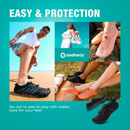 Vista 7 de SEEKWAY - Zapatos para usar en agua para adultos, unisex, tipo calcetín, de secado rápido, que brindan sensación de pies descalzos para la playa