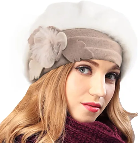 Vista 2 de Vestido de lana para mujer, sombrero con estampado floral de invierno, M