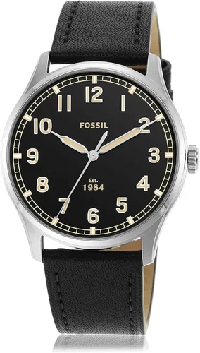 Vista 2 de Fossil Dayliner - Reloj de cuarzo minimalista delgado de acero inoxidable y cuero para hombre