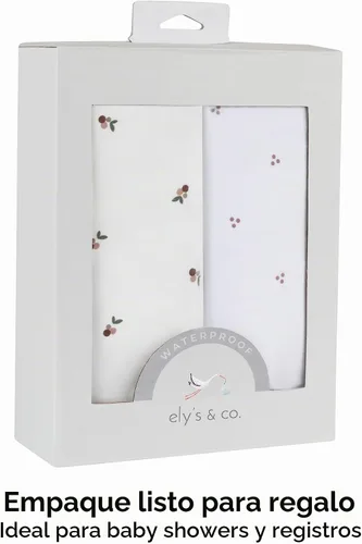 Vista 4 de Ely's & Co. Sábanas impermeables para cuna, 100 % algodón con forro impermeable, protector de colchón integrado, juego de 2 sábanas bajeras