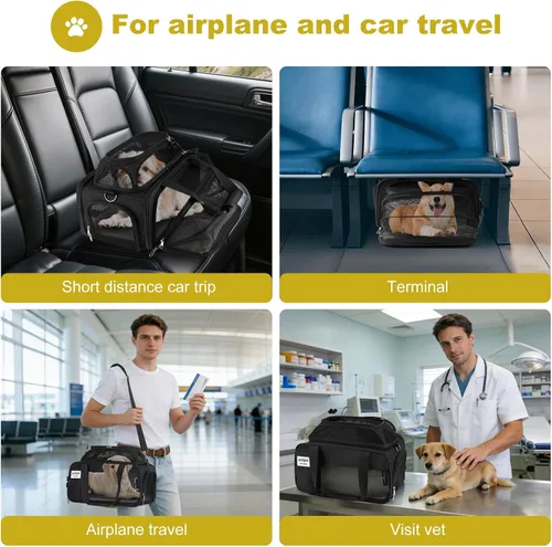Vista 6 de pidipiti 17 x 11 x 9.5 pulgadas, aprobado por la aerolínea hawaiana de Alaska, parte superior y 1 lateral expandible para perros extra