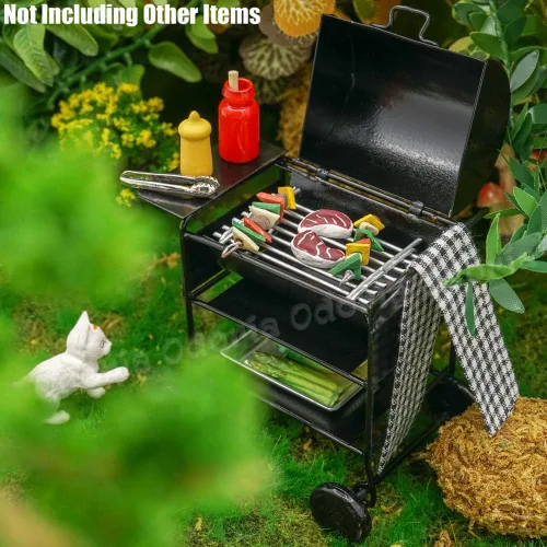 Vista 6 de Odoria 1/12 Parrilla de barbacoa en miniatura Accesorios para exteriores