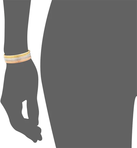 Vista 5 de Edforce Stainless Steel Juego de pulseras tipo brazalete redondas finas y brillantes para mujer, juego de 7