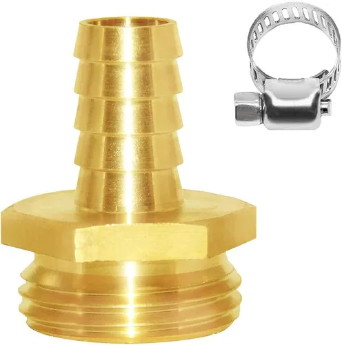 Vista 19 de Joywayus 1/2" Barb x 3/4" Hembra GHT Rosca Giratoria Hexagonal Latón Jardín Manguera de Agua Conector de Cobre con Abrazadera de Acero Inoxidable