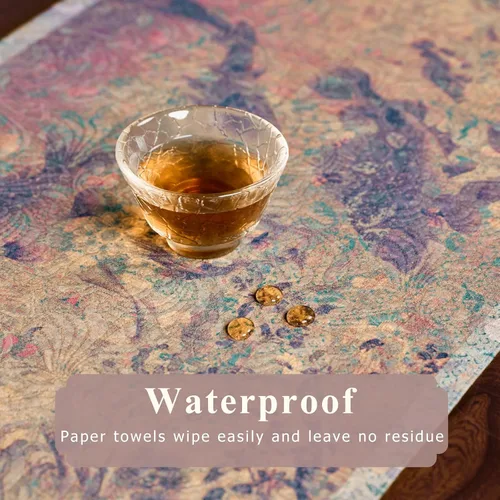 Vista 9 de Extra Long 2-Piece Table Runner Set 118, Waterproof Banquet Table Decor, Double Sided Event Cloth, Heavy Duty Tea Mat, Washable Reversible Brocade