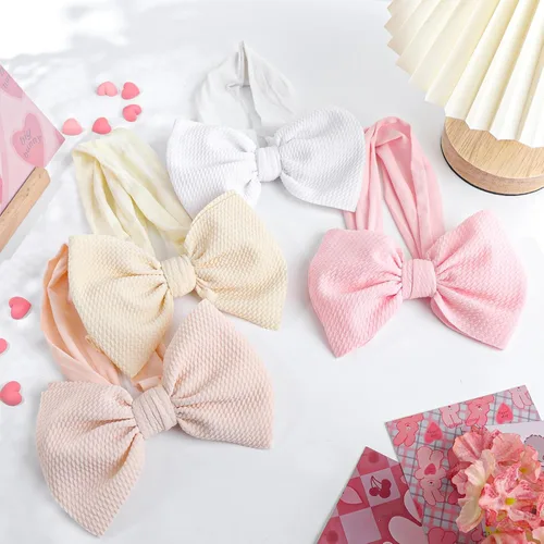 Vista 7 de YanJie Diademas para bebé, hechas a mano, de nailon, elásticas, con lazos para el pelo, para recién nacidos, niñas, niños pequeños y niños en negro