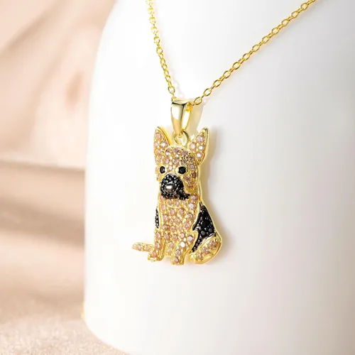 Vista 68 de Collares con colgante de perro de plata de ley S925 – 24 razas corgi/husky/labrador/pastor para mujer
