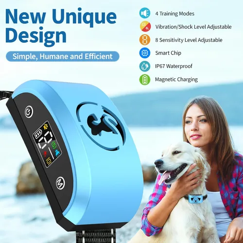 Vista 7 de Collar antiladridos para perros grandes y medianos, recargable, con 8 pitidos de vibración de sensibilidad ajustables, IP67, impermeable