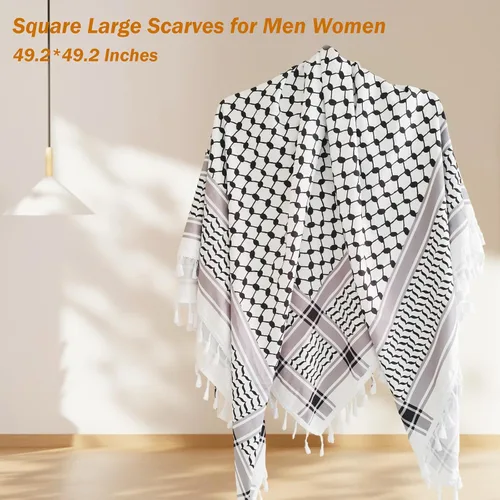 Vista 3 de Sakinre Bufanda Palestina Keffiyeh para hombres y mujeres, bufandas militares Shemagh, turbantes para la cabeza, hijab, regalos palestinos
