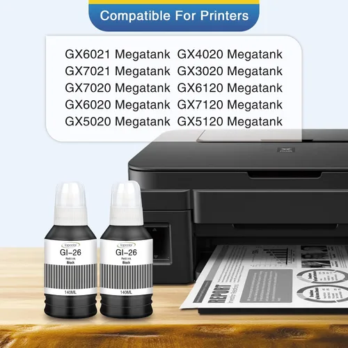 Vista 2 de GI-26 GI26 Botellas de tinta negra compatibles con Canon 26 GI-26 GI26 Negro