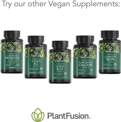 Vista 8 de PlantFusion Suplementos veganos de hierro de, suplementos premium de hierro a base de plantas para mujeres y hombres (25 mg), más folato y B12, 90