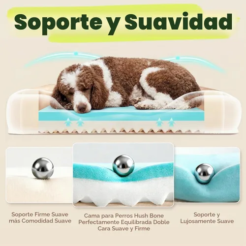 Vista 4 de Cama ortopédica para perros con espuma de gel refrescante y funda lavable, color gris oscuro, 42 pulgadas