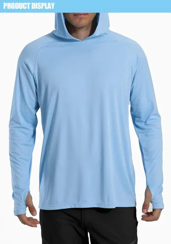 Vista 7 de TACVASEN Camiseta de manga larga con protección solar UPF 50+ Performance Senderismo Correr Sudadera con capucha de secado rápido