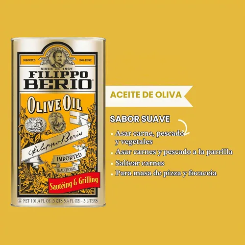 Vista 3 de Filippo Berio Aceite de oliva puro, lata de 101.4 onzas