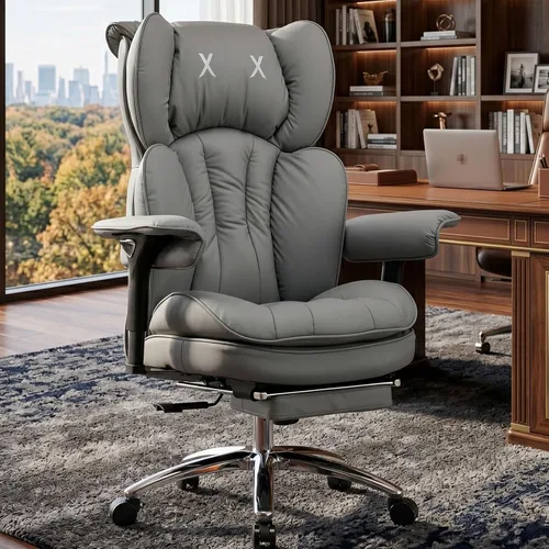 Vista 18 de Efomao Silla de oficina blanca grande y alta con reposapiés, silla ergonómica de respaldo alto para computadora con reposabrazos ajustables, asiento