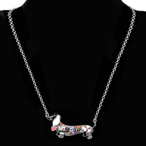 Vista 2 de BONSNY - Collar con colgante de corazón para perro, diseño de perro y mascotas, diseño de perro