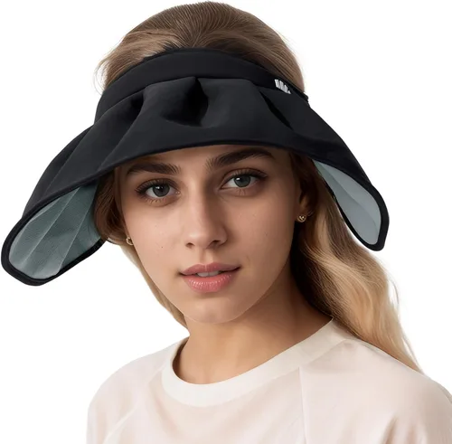 Vista 9 de BENEUNDER Sheel Sombreros de sol para mujer de ala ancha plegable protección UV UPF50+ Viseras para viajes al aire libre vacaciones Beige