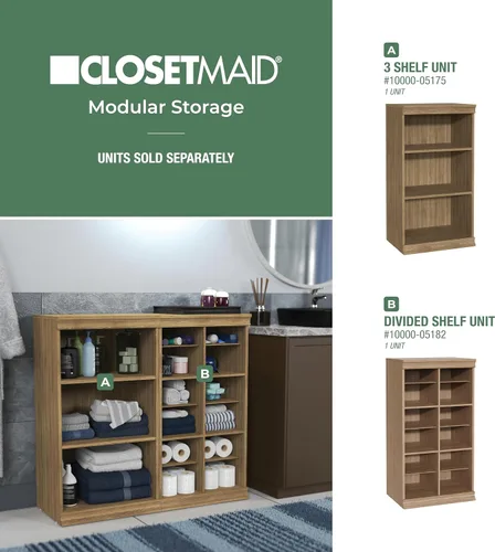 Vista 11 de ClosetMaid - Unidad de almacenamiento modular apilable de 3 estantes, color arena