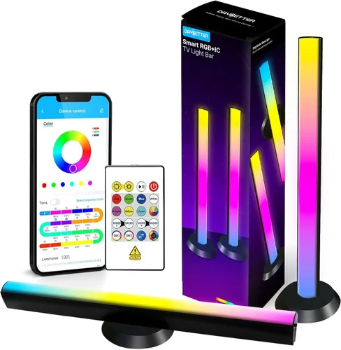 Vista 9 de Barra de luz RGB, barras de luz de juego con múltiples opciones de colocación, luces de juego LED inteligentes con sincronización de música y modos