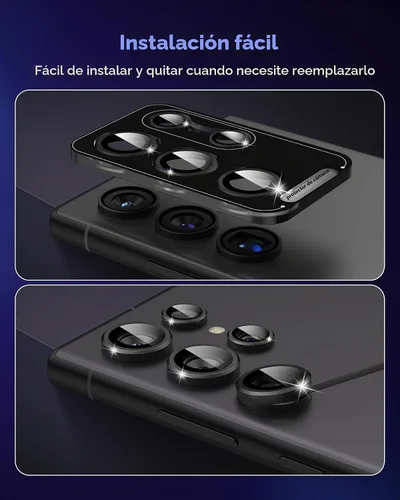 Vista 7 de Para Galaxy S24 Ultra Protector de lente de cámara Anillo de aleación de aluminio individual 9H Vidrio templado Accesorios decorativos Cubierta