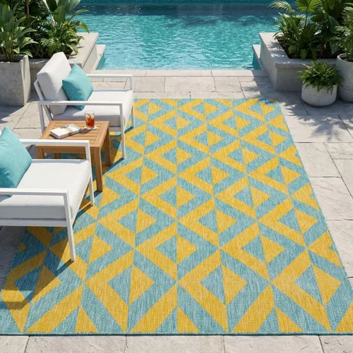 Vista 43 de Unique Loom Jill Zarin Outdoor Collection - Alfombra rectangular (2 pies 2 pulgadas x 3 pies 1 pulgadas, rectangular, beige y marrón)