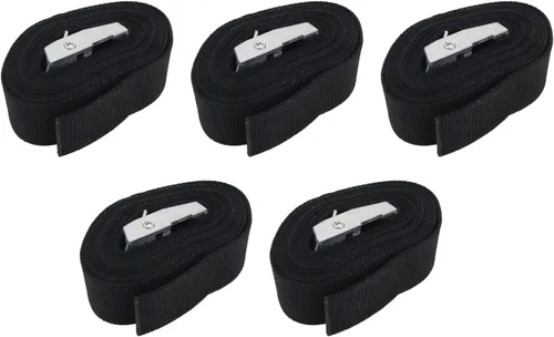 Vista 14 de 5 piezas de correas de amarre negras de nylon de 1" x 39.37" (3.28 pies) Correas ajustables con hebillas de bloqueo de leva de alta resistencia Negro