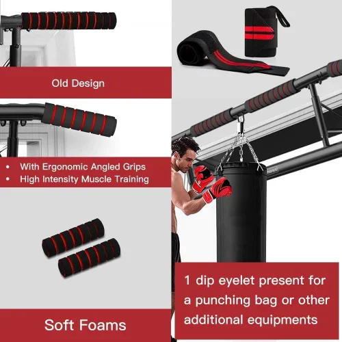 Vista 2 de AmazeFan Barra de Dominadas para Puerta con Agarre Ergonómico - Marco de Dominadas de Fitness para Ejercicio de Gimnasio en Casa - Agarre