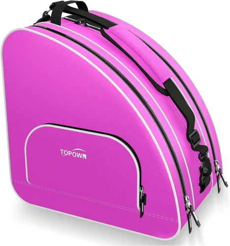 Vista 8 de TOPOWN Bolsa premium para patines de hielo - Bolsa de patines y cuchillas para hombres y mujeres - Negro y rojo rosa