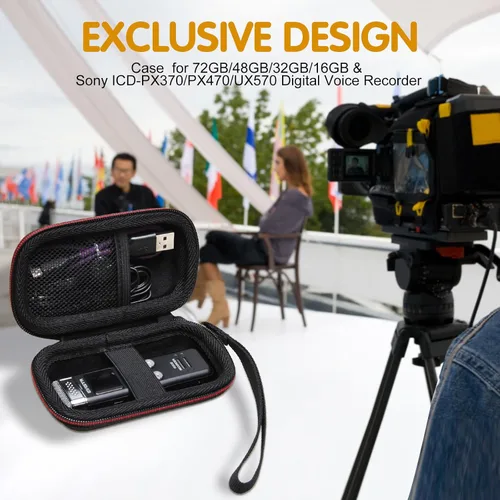 Vista 7 de LTGEM - Funda compatible con grabadora de voz digital activada por voz (interior: 4.1 x 2.1 x 0.7 pulgadas), color negro
