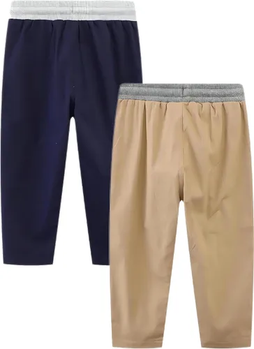 Vista 2 de Pantalones chinos para niños, uniforme escolar, elástico, color caqui, azul, pantalones cargo