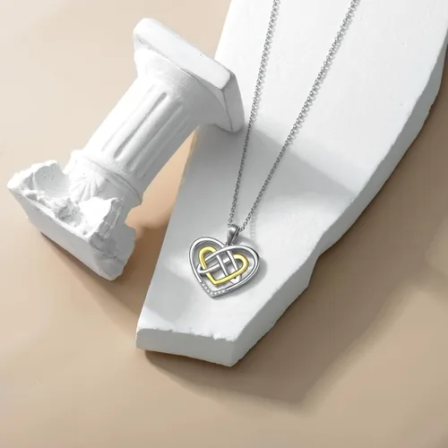 Vista 5 de LWXIE Diamond Heart Necklace 925 Sterling Silver Sea Turtle Flamingo Fox Rose Flower Mushroom Frog Teddy Bear Gymnast Butterfly Feet Three Hearts