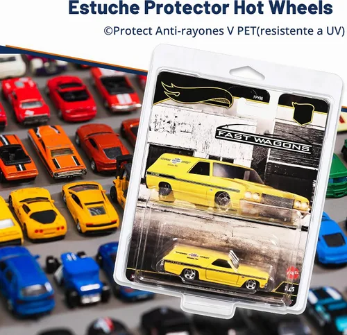 Vista 5 de Funda protectora para Hot Wheels Premium Clamshell vitrinas de plástico para modelos a escala 1:64, resistente a los rayos UV, resistente al polvo