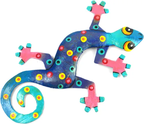 Vista 5 de Placa, modelo Gecko, de metal reciclado para la pared, Metal, 8 pulgadas Florida