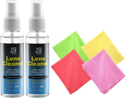Vista 6 de Spray limpiador de lentes 2 botellas limpiadoras de lentes, con kit de 4 paños de microfibra, sin amoníaco y rayas, seguro para gafas y electrónicos