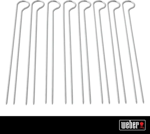Vista 3 de Weber Juego de brochetas para asar – 8 piezas de doble punta de acero inoxidable para asar de forma segura y uniforme de kebabs, verduras y carnes
