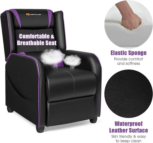 Vista 7 de Silla reclinable para juegos de masaje, color morado Púrpura