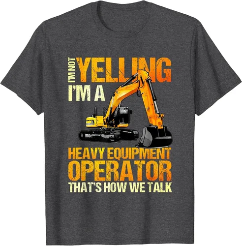 Vista 26 de Camiseta de la retroexcavadora de la construcción del operador del equipo pesado Asphalt Grey