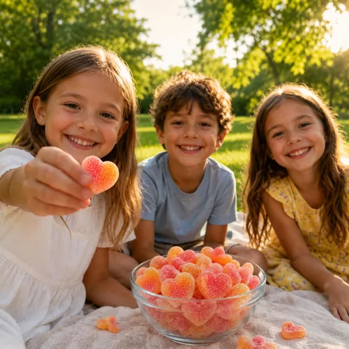 Vista 4 de Fruidles Valentine'S Candy Peach Gummy Hearts Candy, deliciosos sabores de frutas, sabor a fiesta (1 libra)