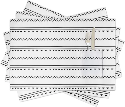Vista 10 de Western Cowboy - Juego de 4 manteles individuales para mesa de comedor, tela de lino de algodón con bolsillo, arpillera cuadrada, rectangular