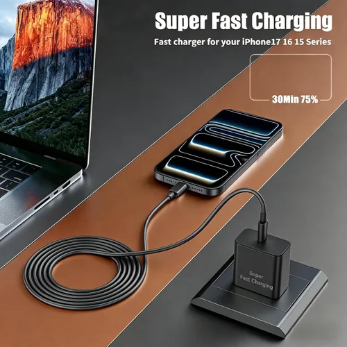 Vista 2 de Cargador para iPhone 17 16 Pro Max de Carga Rápida, Cargadores USB C Super Rápidos de 45W para iPhone 17 (6FT+6FT+10FT) Cables de Carga Tipo C